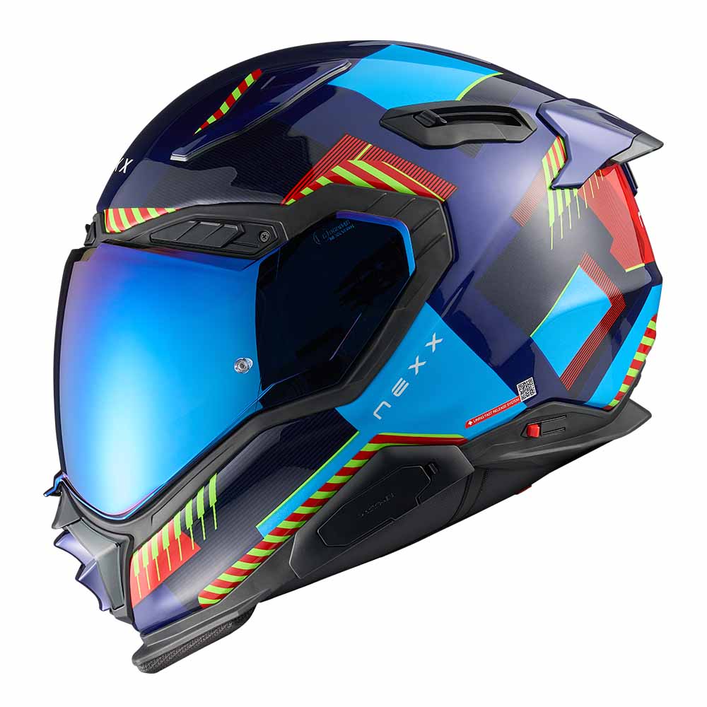 Image of Nexx XWST3 Fluence Blue Red Full Face Helmet Size XL ID 5600427119320