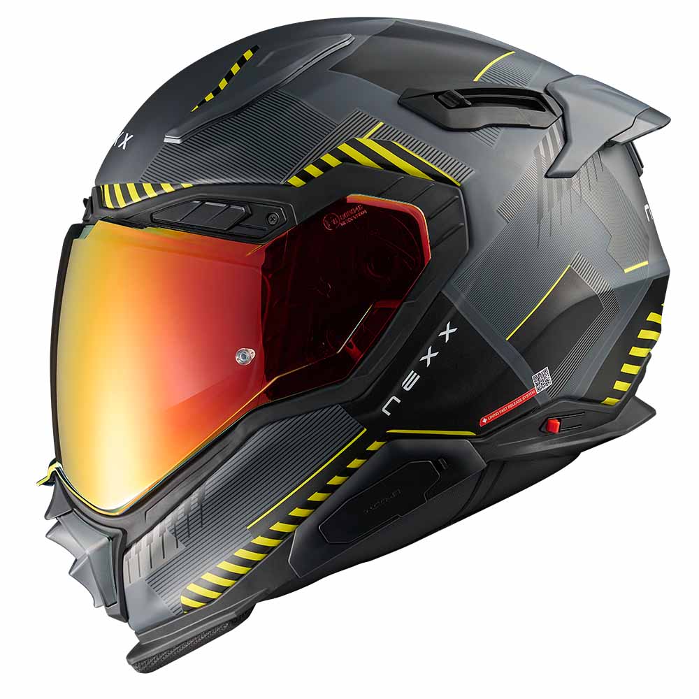 Image of Nexx XWST3 Fluence Grey Yellow Matt Full Face Helmet Size S EN