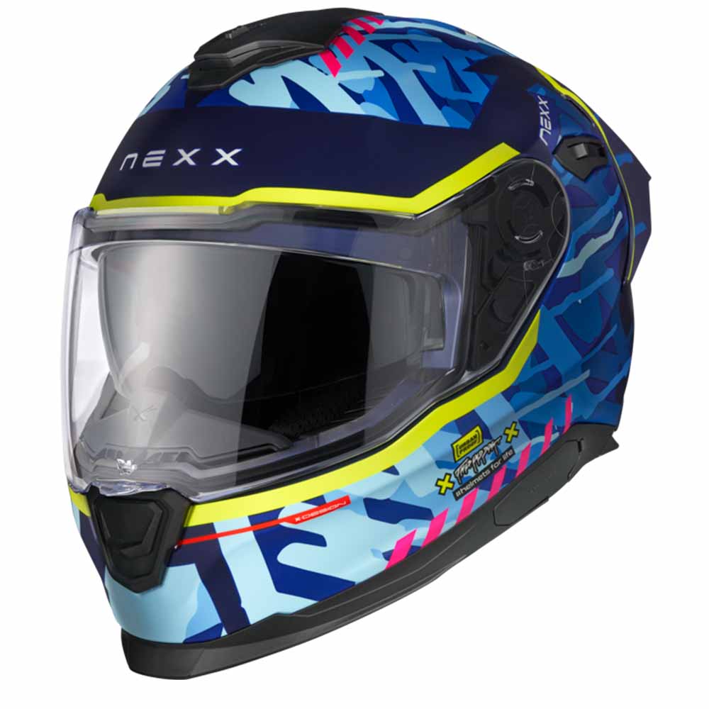 Image of Nexx Y100R Urbangram Indigo Blue Matt Full Face Helmet Size L ID 5600427114691
