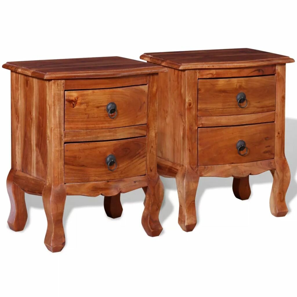 Image of Nightstands with Drawers 2 pcs Solid Acacia Wood