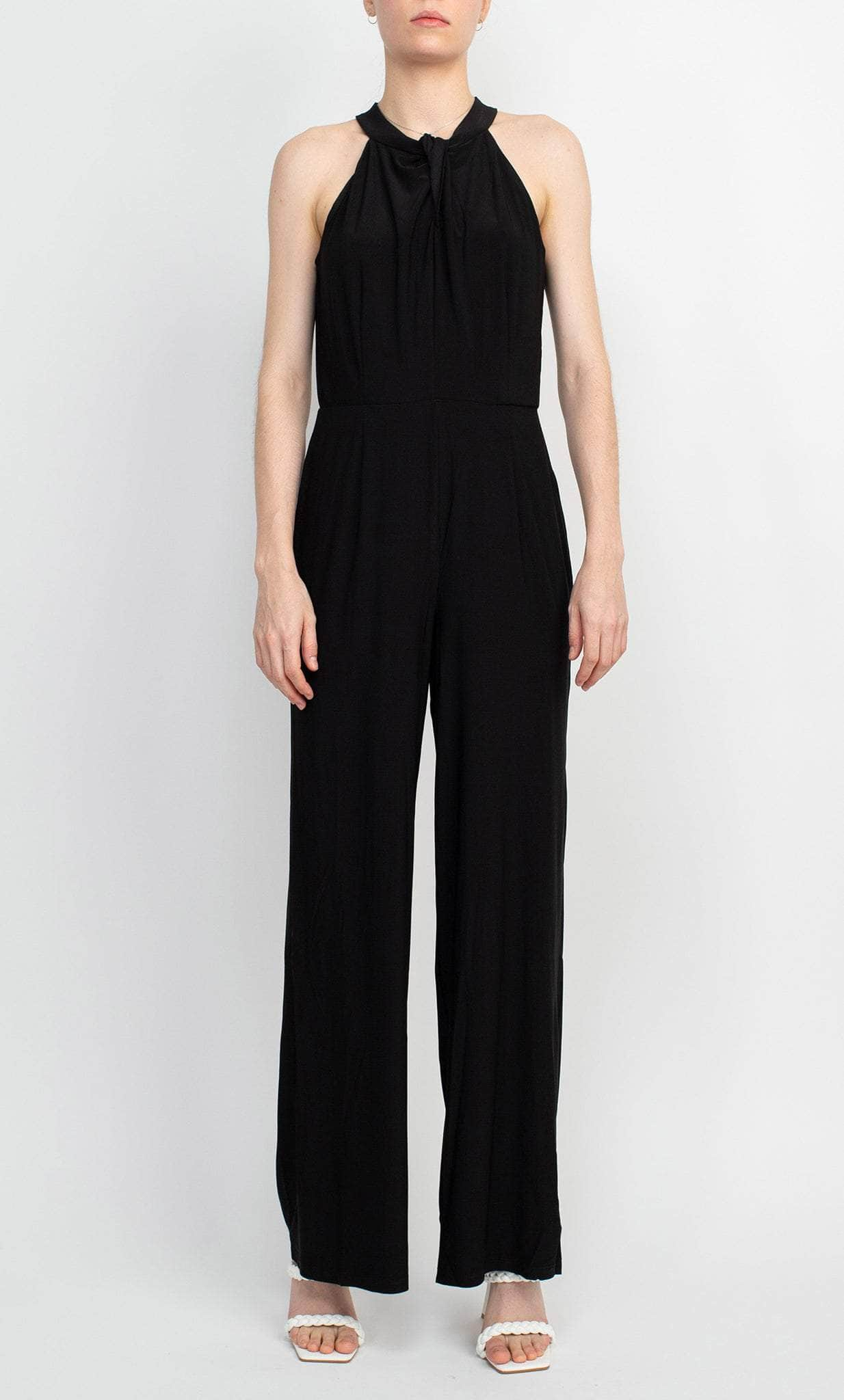 Image of Nina Leonard L9703B - Cross Halter Jumpsuit