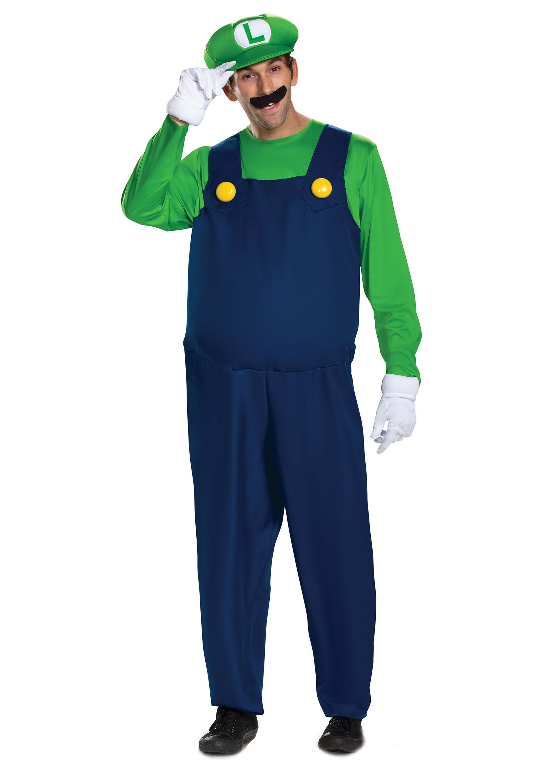 Image of Nintendo Super Mario Brothers Men's Luigi Deluxe Costume ID DI11001-XL