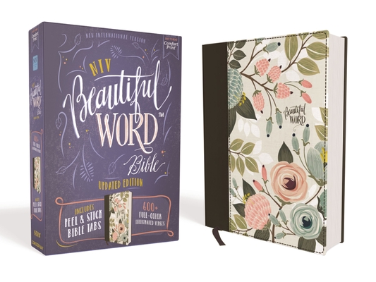Image of Niv Beautiful Word Bible Updated Edition Peel/Stick Bible Tabs Cloth Over Board Multi-Color Floral Red Letter Comfort Print: 600+ Full-Color Il