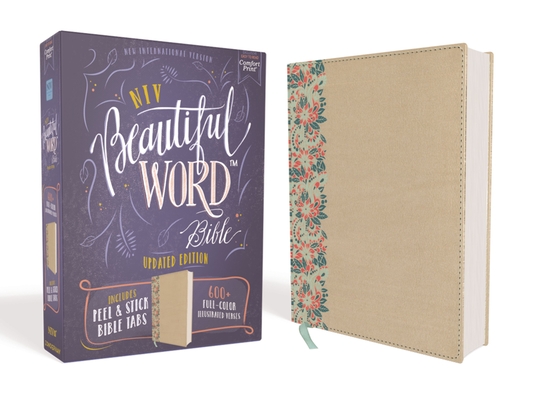 Image of Niv Beautiful Word Bible Updated Edition Peel/Stick Bible Tabs Leathersoft Over Board Gold/Floral Red Letter Comfort Print: 600+ Full-Color Ill