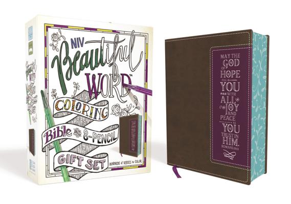 Image of Niv Beautiful Word Coloring Bible and 8-Pencil Gift Set Leathersoft Brown: Hundreds of Verses to Color