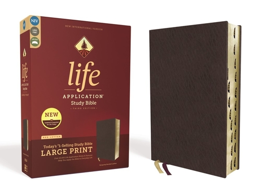 Image of Niv Life Application Study Bible Third Edition Large Print Bonded Leather Burgundy Indexed Red Letter Edition