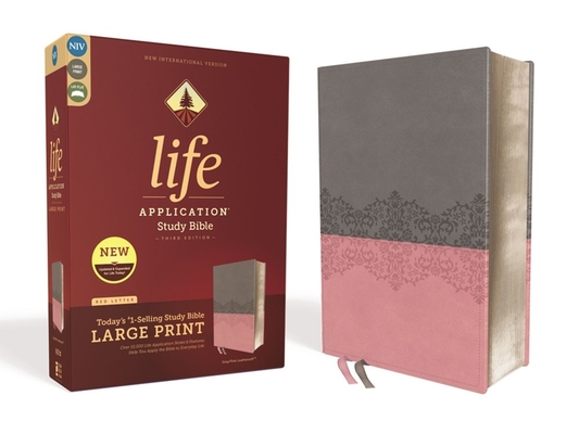 Image of Niv Life Application Study Bible Third Edition Large Print Leathersoft Gray/Pink Red Letter Edition