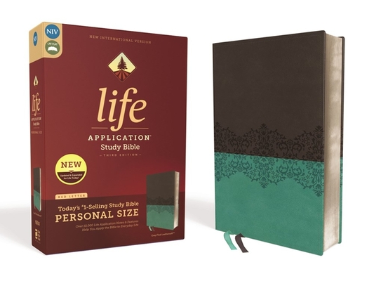 Image of Niv Life Application Study Bible Third Edition Personal Size Leathersoft Gray/Teal Red Letter Edition
