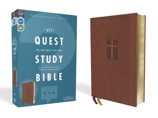 Image of Niv Quest Study Bible Leathersoft Brown Comfort Print: The Only Q and A Study Bible