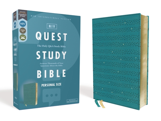 Image of Niv Quest Study Bible Personal Size Leathersoft Teal Comfort Print: The Only Q and A Study Bible