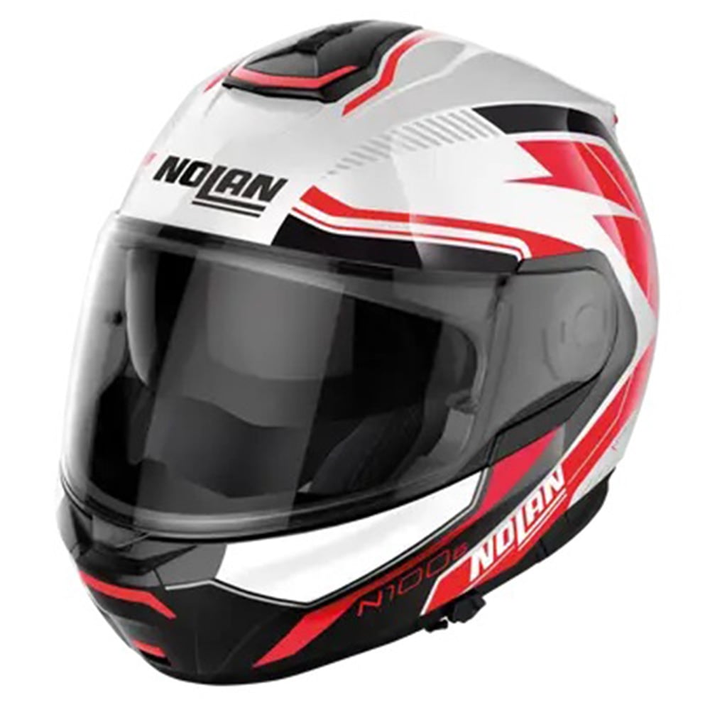 Image of Nolan N100-6 Surveyor N-COM 023 Metal White (Red Black) Modular Helmet Taille S