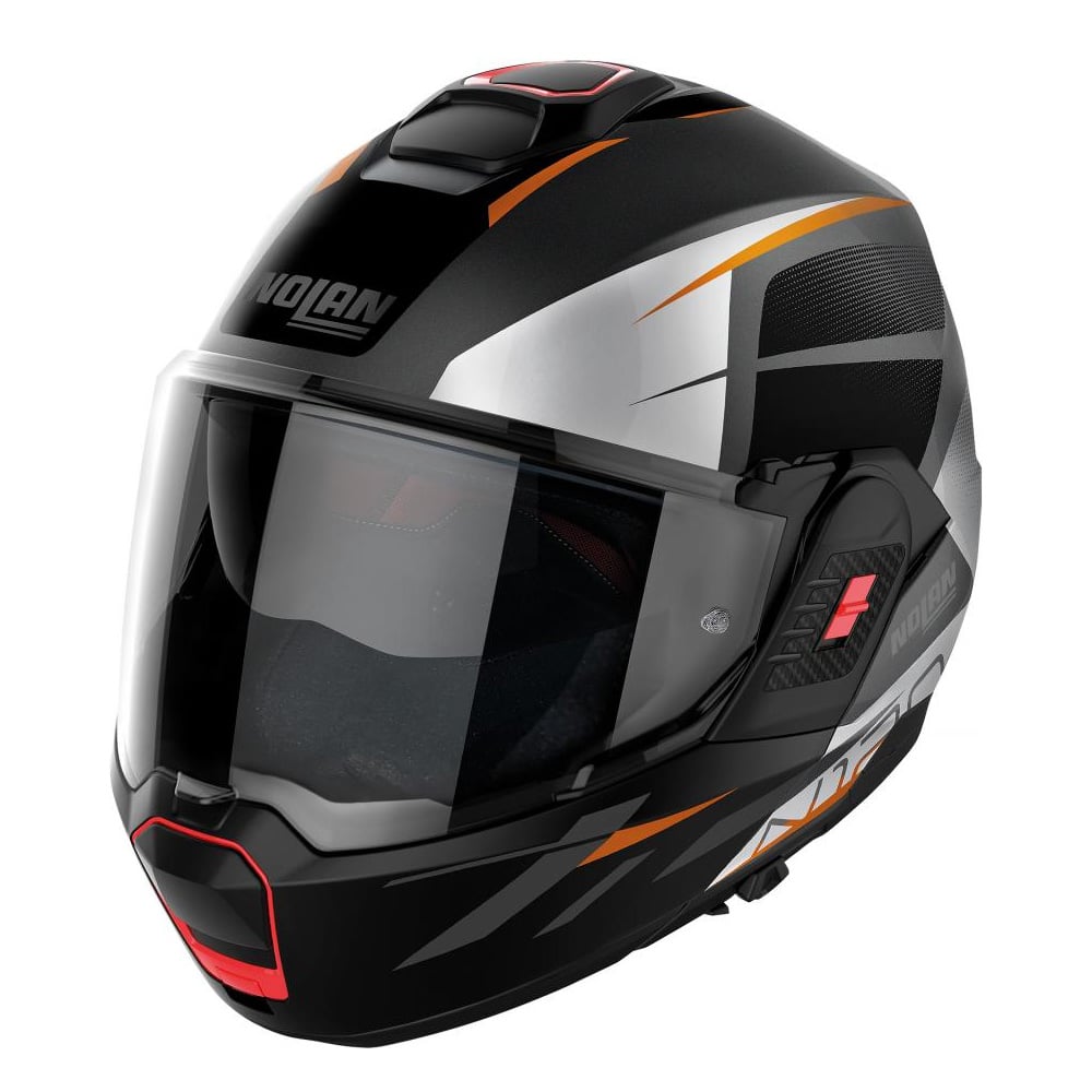 Image of Nolan N120-1 Nightlife N-COM 026 Flat Lava Grey Orange Silver Black Modular Helmet Size 2XL EN