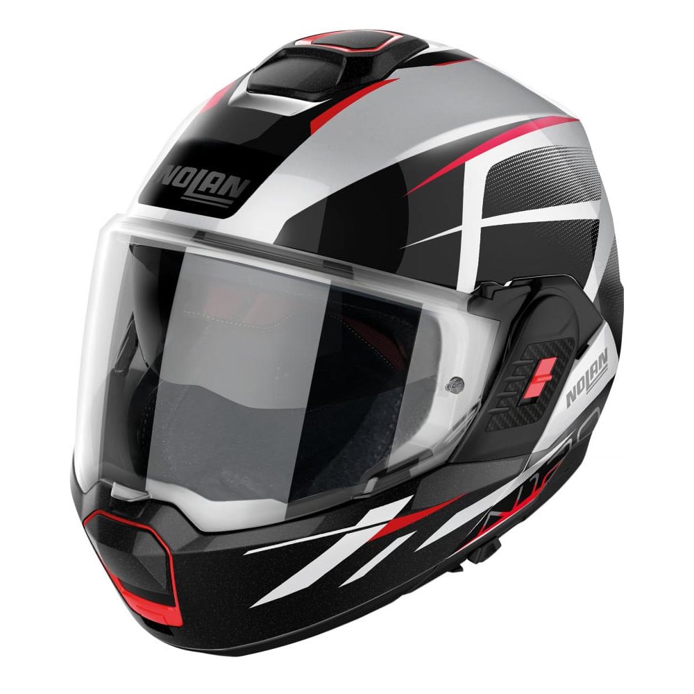 Image of Nolan N120-1 Nightlife N-COM 027 Metal White Red Black Modular Helmet Size XL EN