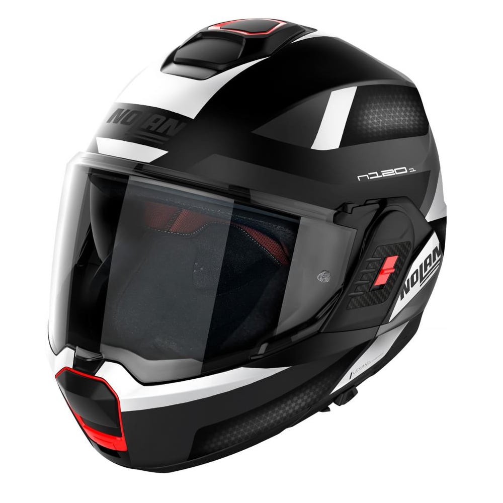 Image of Nolan N120-1 Subway N-COM 021 Flat Black White Modular Helmet Size XL EN