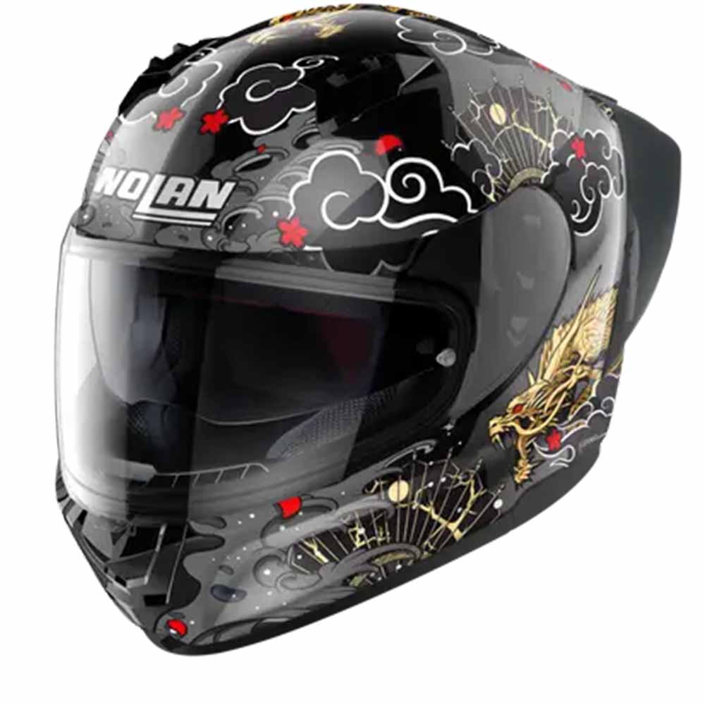 Image of Nolan N60-6 Sport Wyvern 024 Metal Black White Red Gold Full Face Helmet Größe 2XL