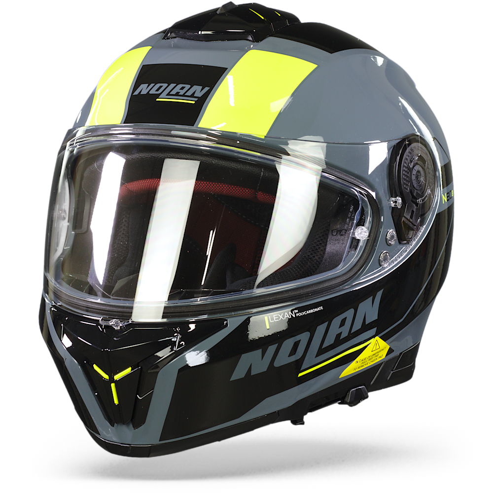 Image of Nolan N80-8 Mandrake N-Com 48 Slate Grey Yellow Full Face Helmet Size XS EN