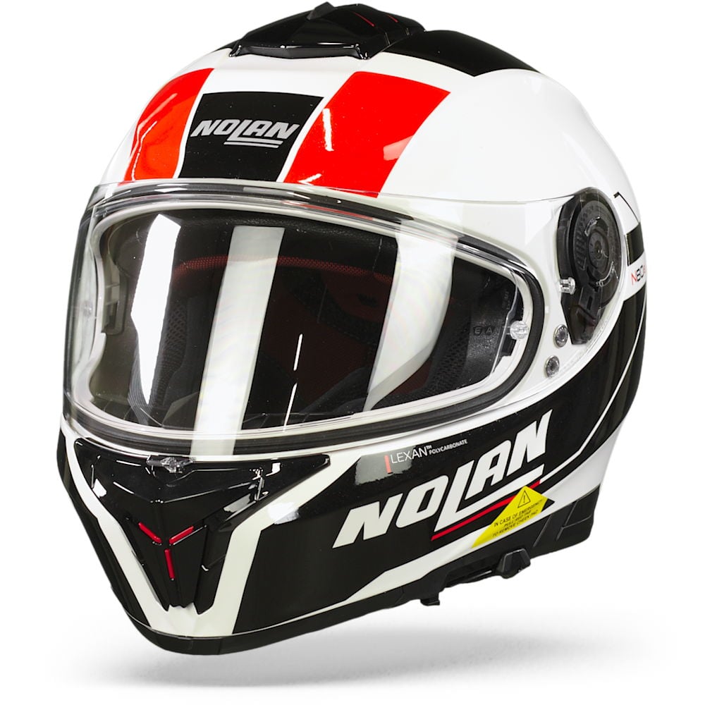 Image of Nolan N80-8 Mandrake N-Com 49 Metal White Black Red Full Face Helmet Talla XL