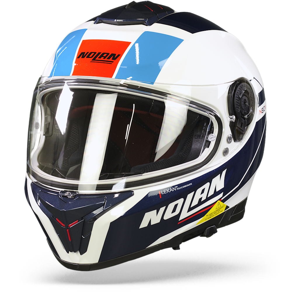 Image of Nolan N80-8 Mandrake N-Com 50 Metal White Blue Red Full Face Helmet Talla XS