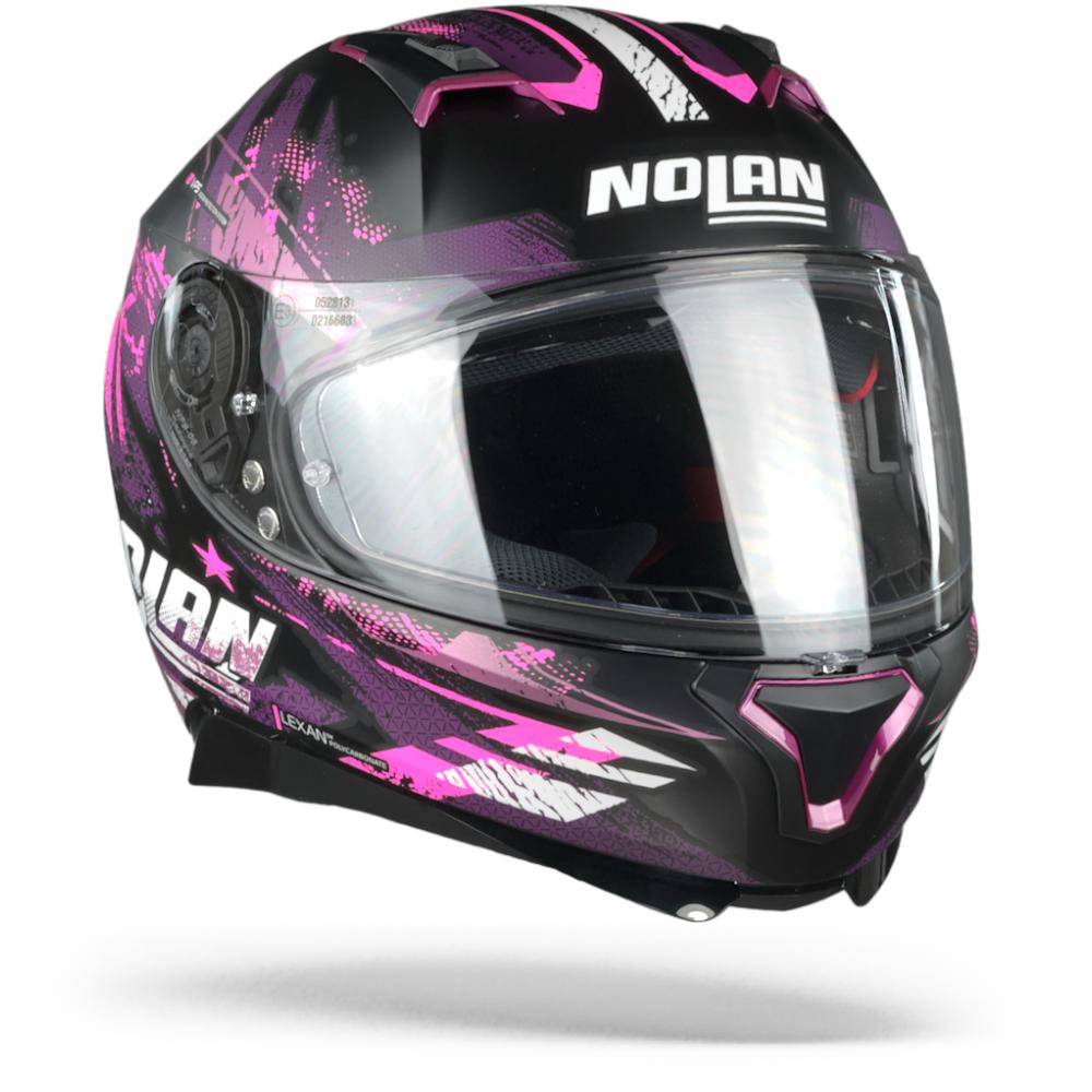 Image of Nolan N87 Carnival 86 Flat Black Pink White Full Face Helmet Size 2XL EN