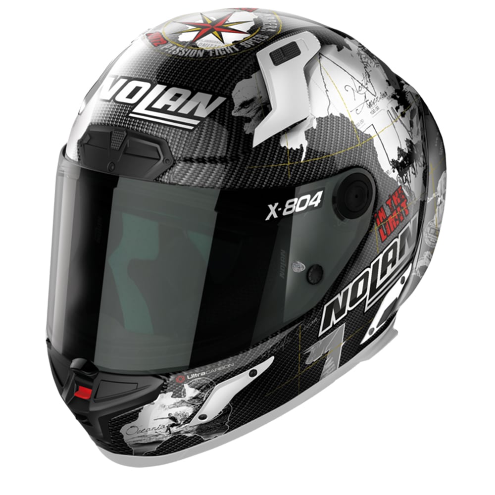 Image of Nolan X-804 RS Ultra Carbon Checa 024 White Replica Full Face Helmet Size XL ID 8054945045680