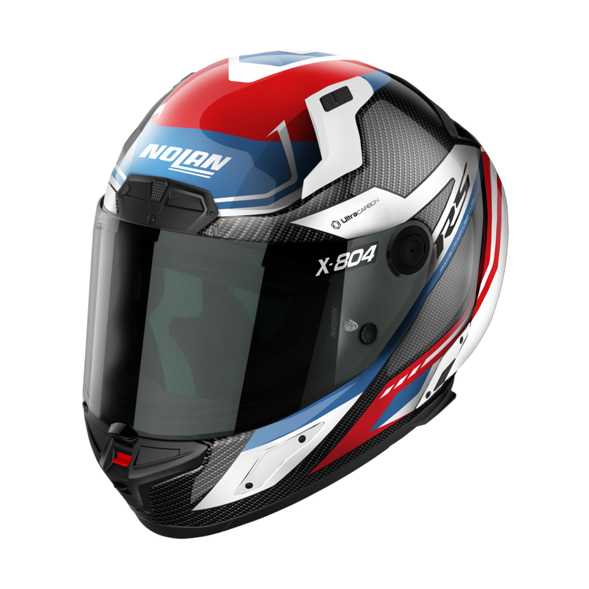 Image of Nolan X-804 RS Ultra Carbon Maven 016 White Red Blue Full Face Helmet Größe L
