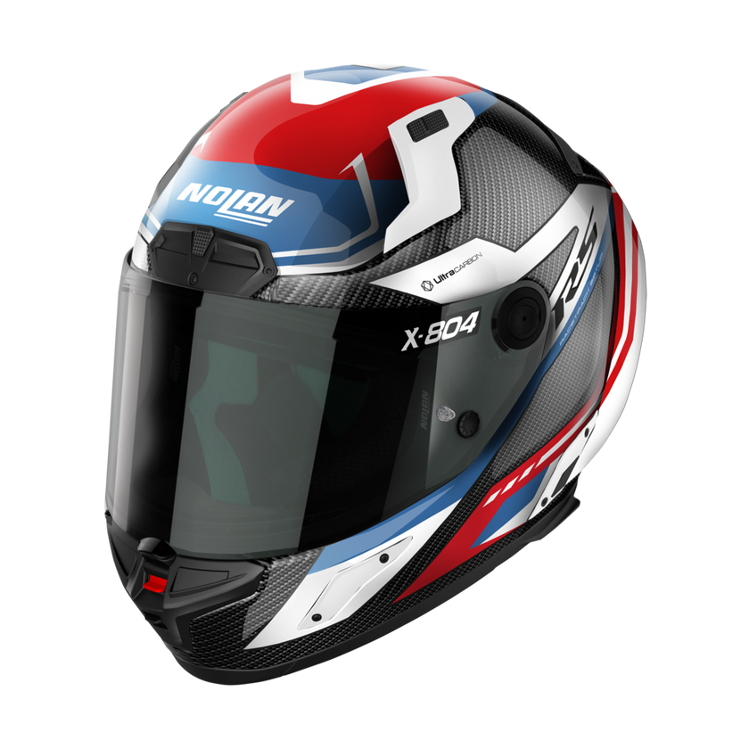 Image of Nolan X-804 RS Ultra Carbon Maven 016 White Red Blue Full Face Helmet Talla XL