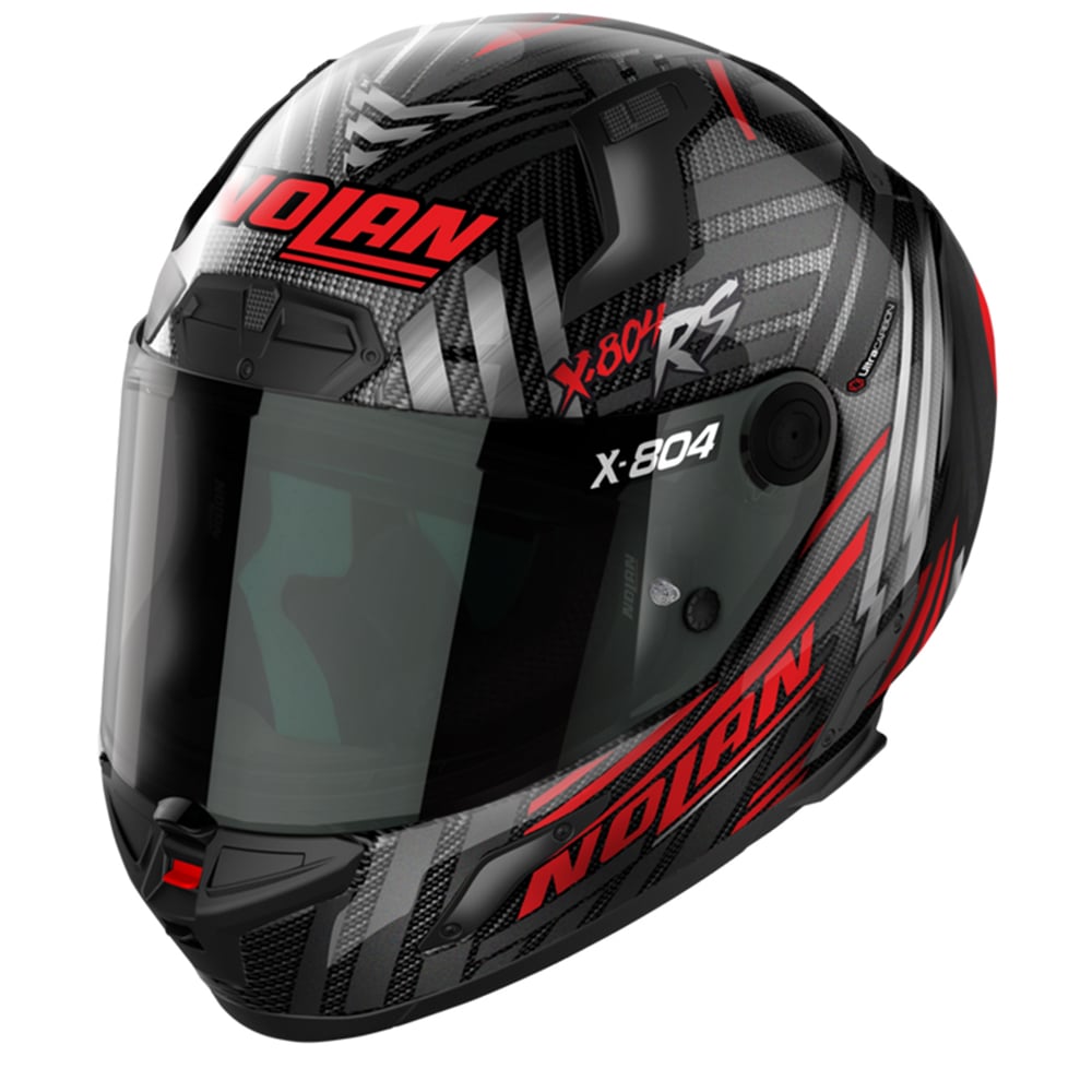 Image of Nolan X-804 RS Ultra Carbon Spectre 018 Red Chrome Silver Full Face Helmet Size S ID 8054945041873