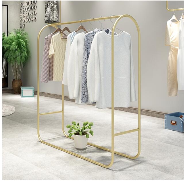 Image of Nordic Golden Middle island clothing Shop rack Commercial Furniture Show Stand Multi-functional Stands Women&#039s cloth store