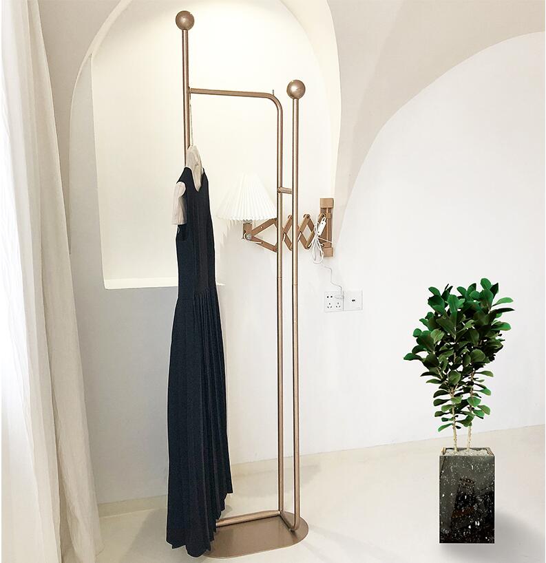 Image of Nordic ins coat hanger clothes rack landing bedroom Furniture modern simple creative metal hanging cloth shelf