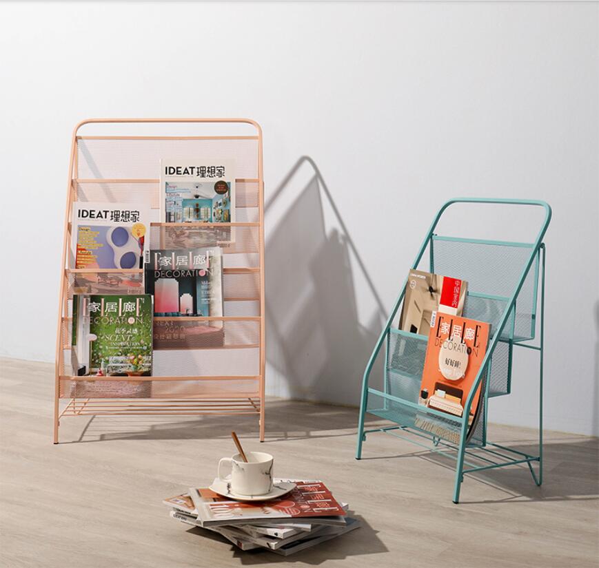 Image of Nordic iron magazine book shelf Living Room Furniture simple floor shelfs children&#039s bookshelf picture books rack household storage new