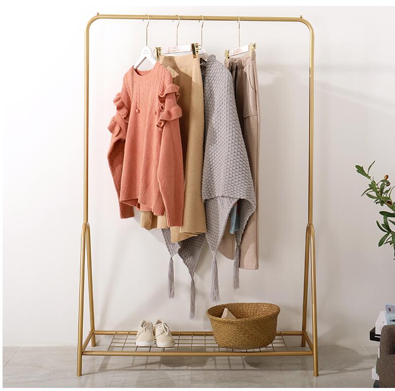 Image of Nordic simple modern coat hanger Bedroom Furniture household floor mounted clothes shelf iron art display rack