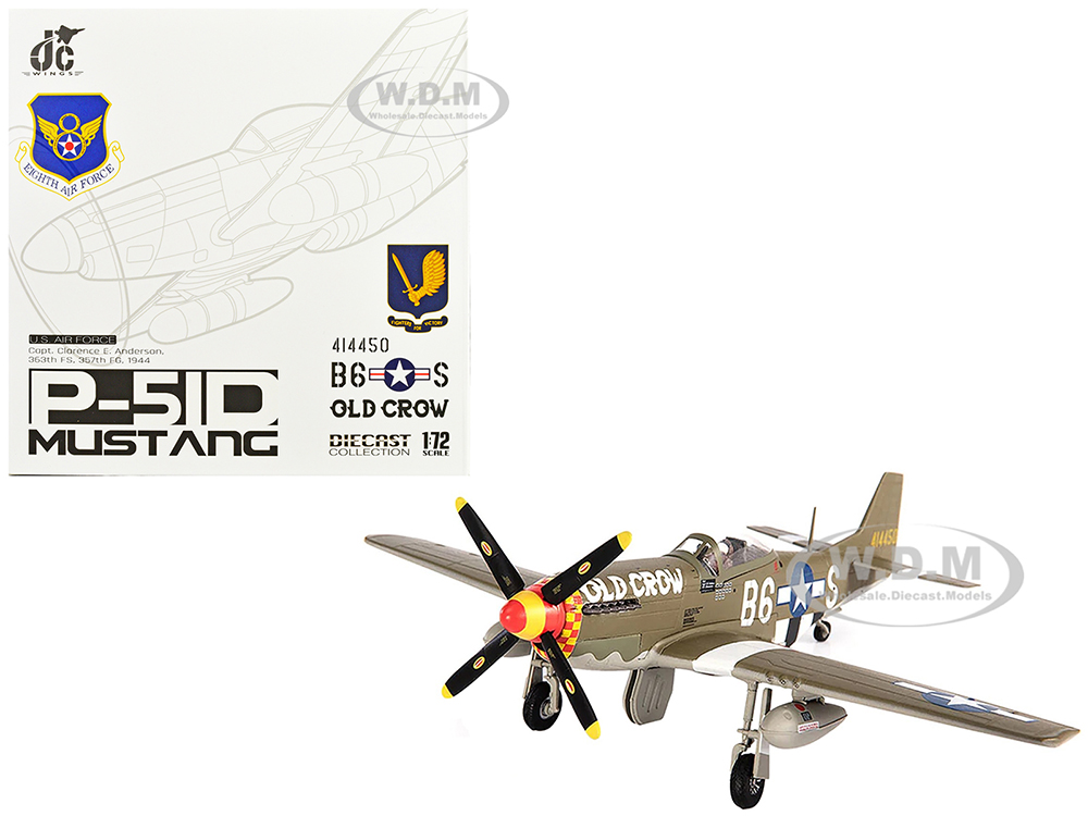 Image of North American P-51D Mustang Fighter Aircraft "Captain Clarence E Anderson 363rd FS 357th FG Old Crow" (1944) United States Air Force 1/72 Diecast M