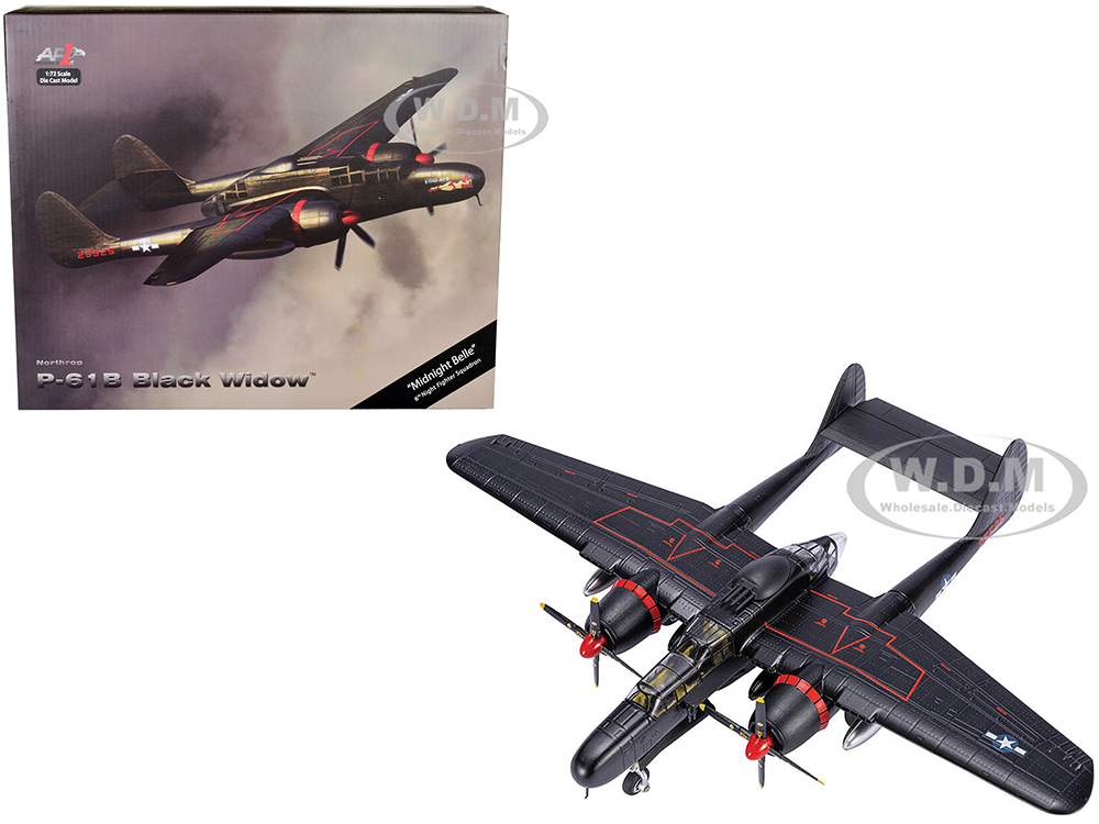 Image of Northrop P-61B Black Widow Fighter Aircraft "Midnight Belle 6th Night Fighter Squadron" United States Army Air Forces 1/72 Diecast Model by Air Force