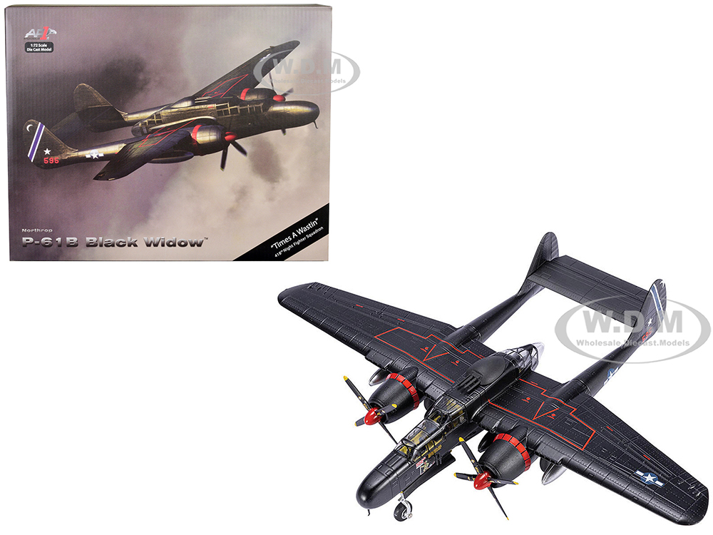 Image of Northrop P-61B Black Widow Fighter Aircraft "Times a Wastin 418th Night Fighter Squadron" United States Army Air Forces 1/72 Diecast Model by Air For