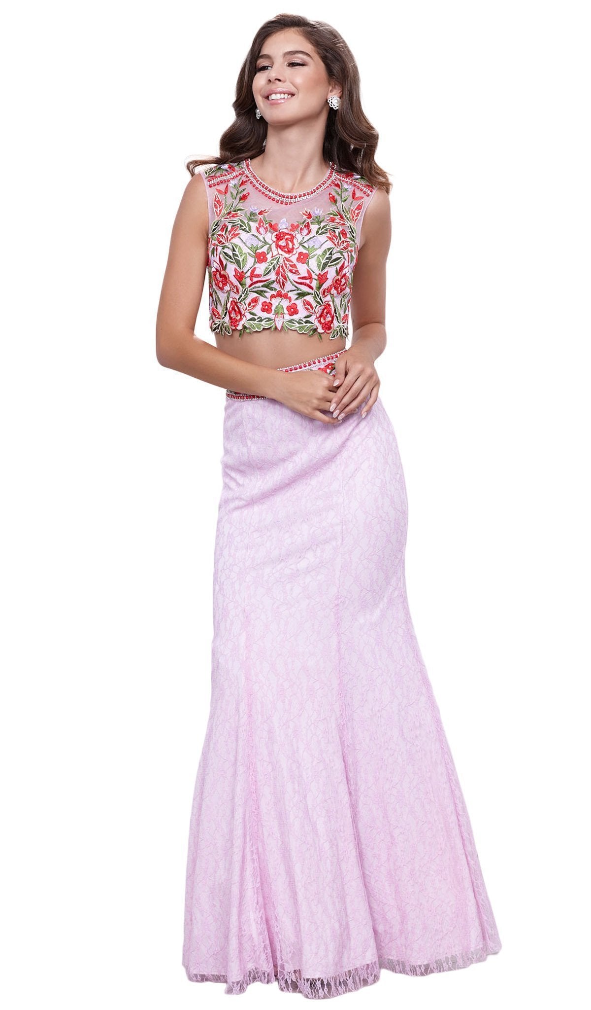 Image of Nox Anabel - 8373 Embellished High Neck Two-Piece Mermaid Dress