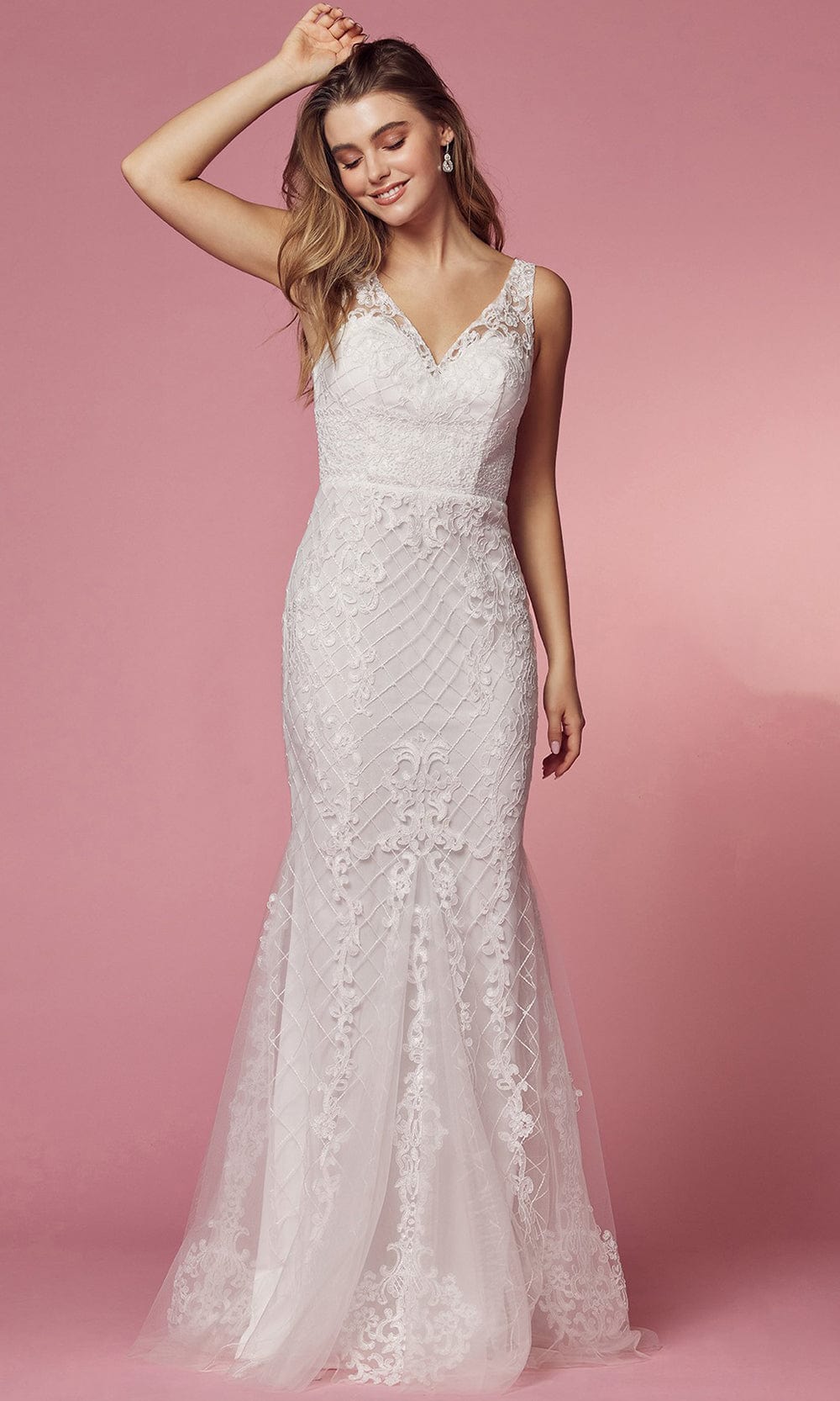 Image of Nox Anabel Bridal A398W - Embroidered Bridal Dress