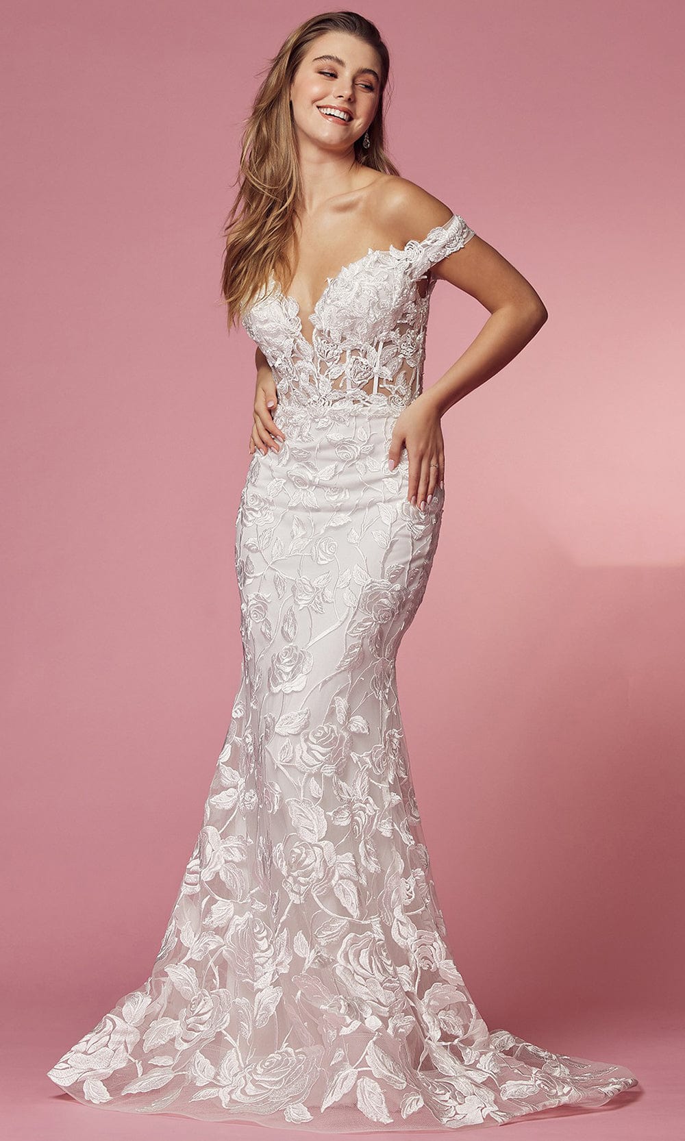 Image of Nox Anabel Bridal C439W - Sheer Corset Bridal Dress