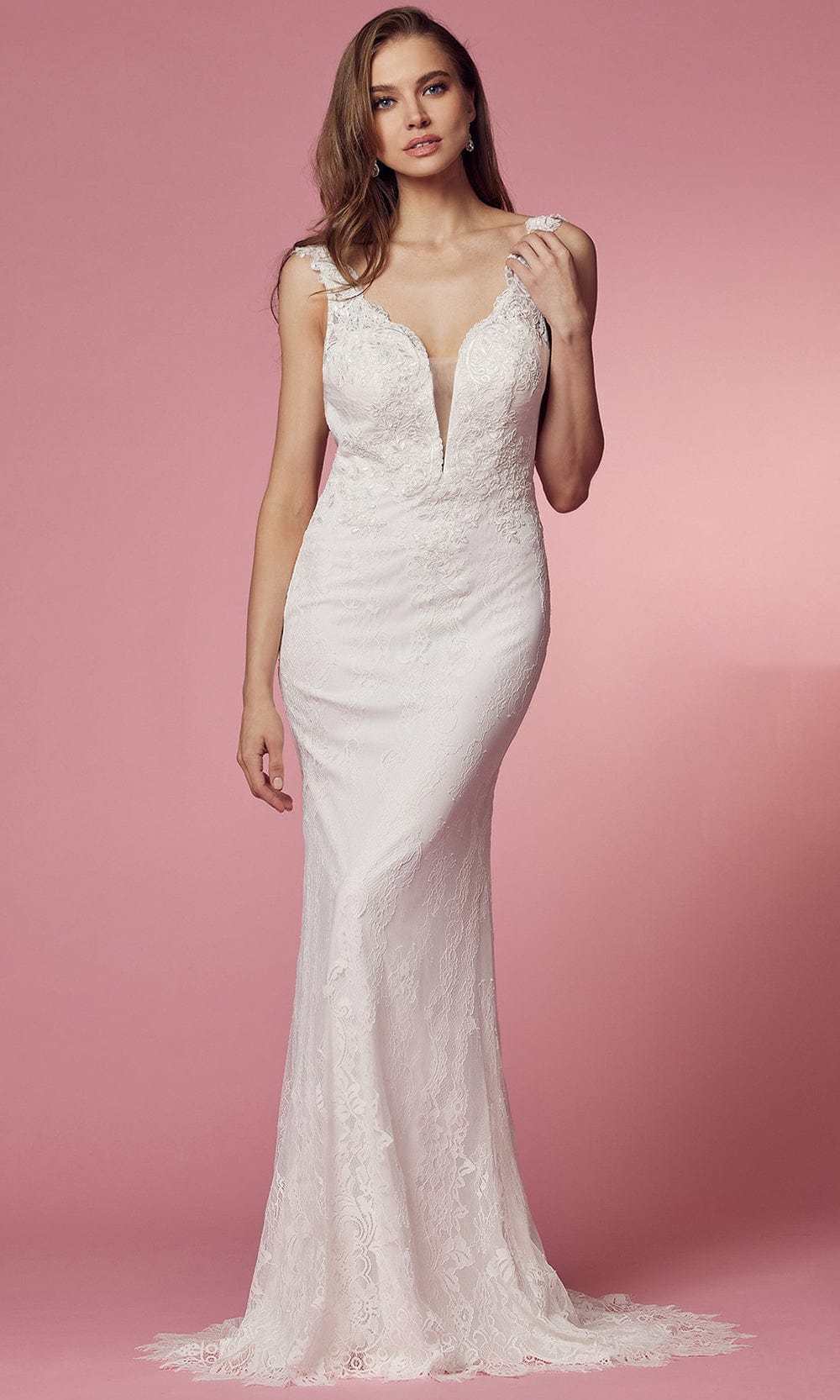 Image of Nox Anabel Bridal JS923 - V-Neck Lace Bridal Gown