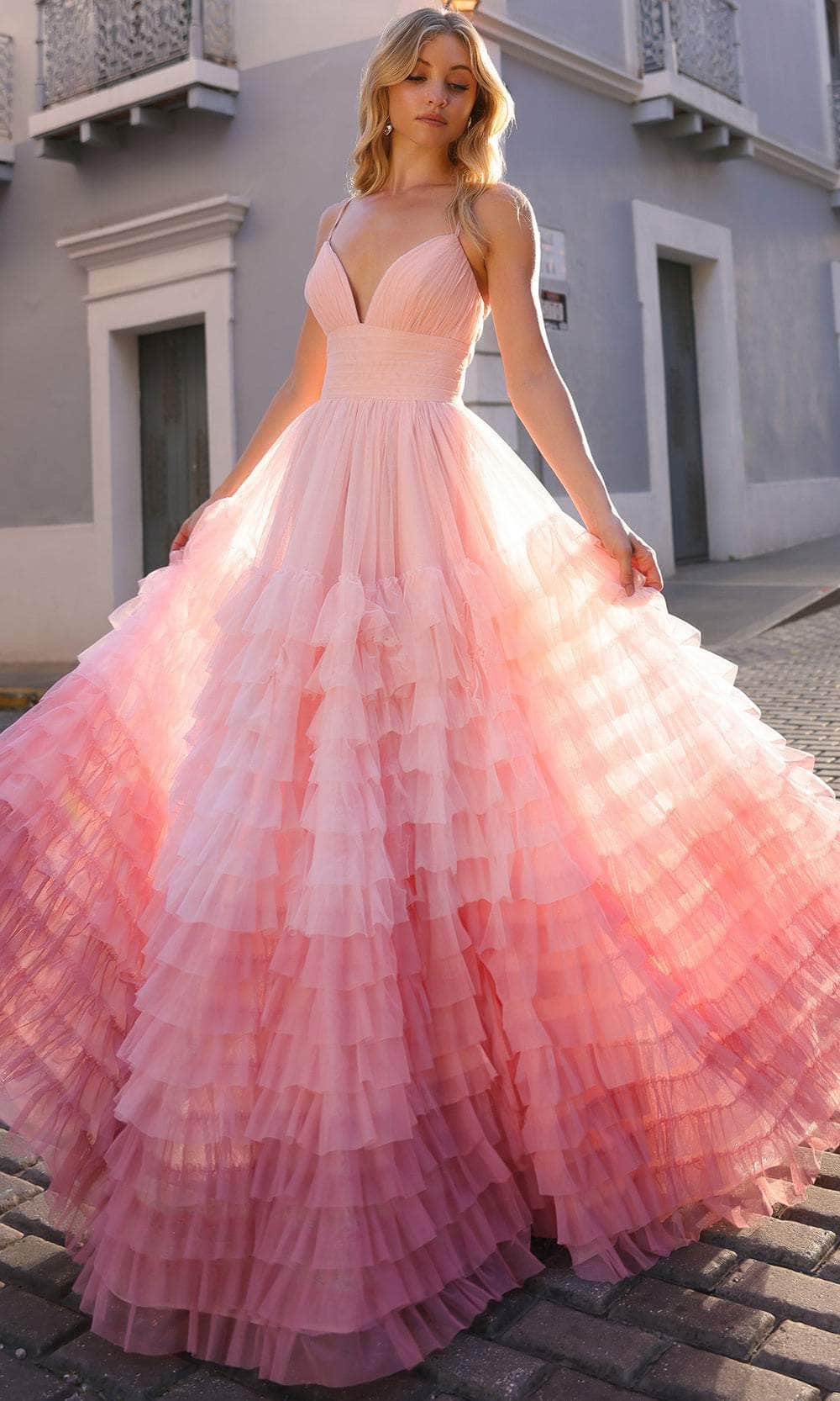 Image of Nox Anabel C1420 - Ruffled Ombre Prom Dress