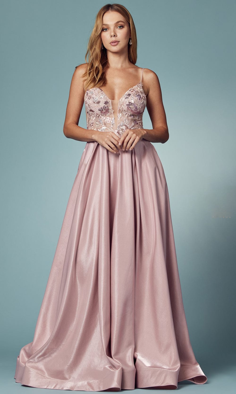 Image of Nox Anabel E1004 - Floral A-Line Prom Dress
