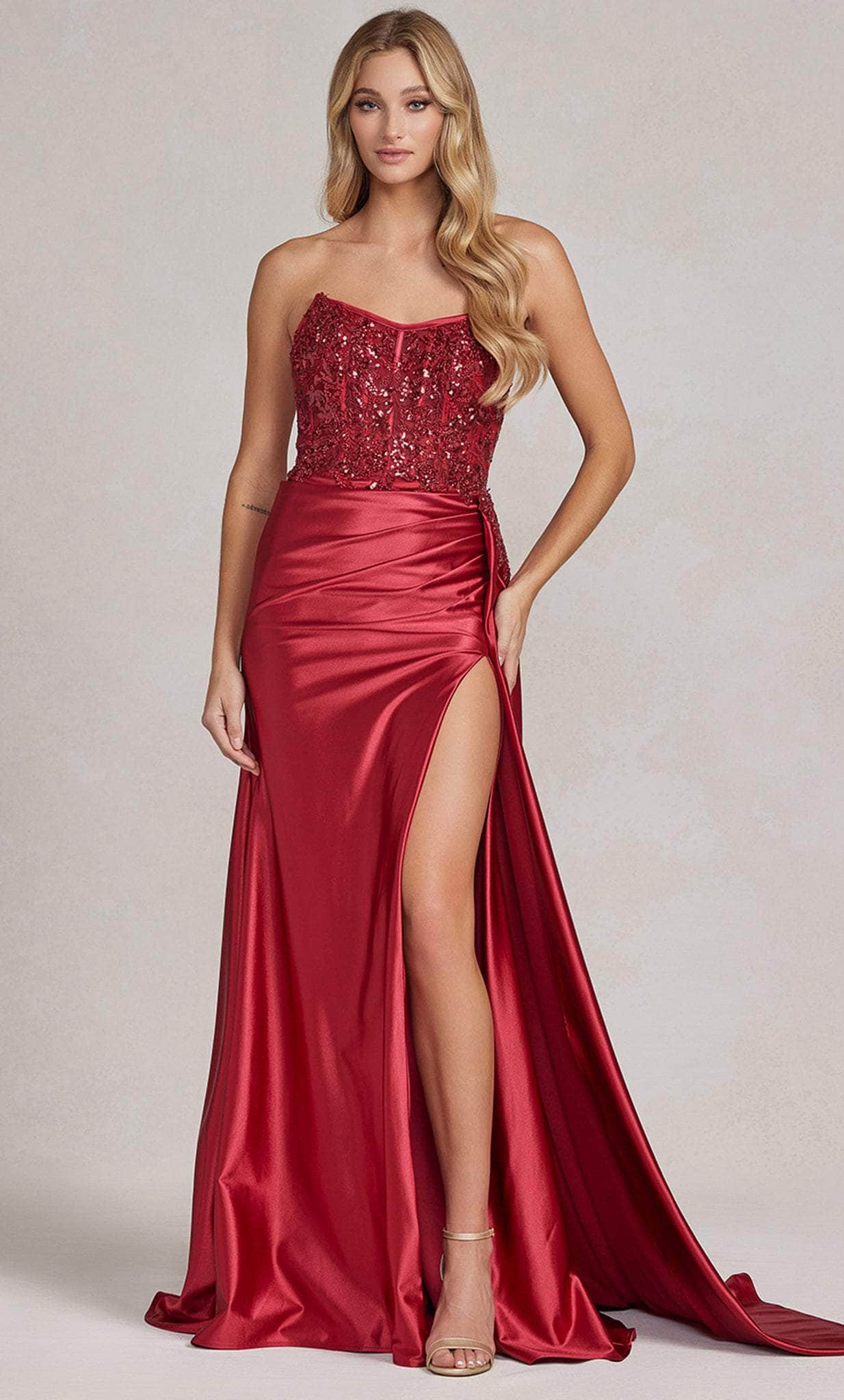 Image of Nox Anabel E1174 - Beaded V-Neck Prom Gown