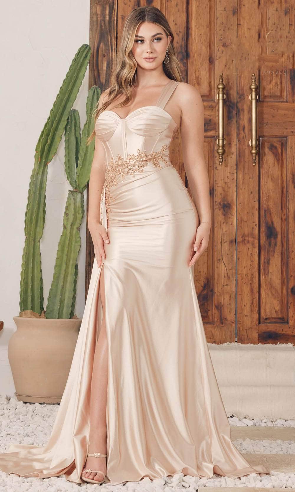Image of Nox Anabel E1239 - Sweetheart Bustier Satin Evening Gown