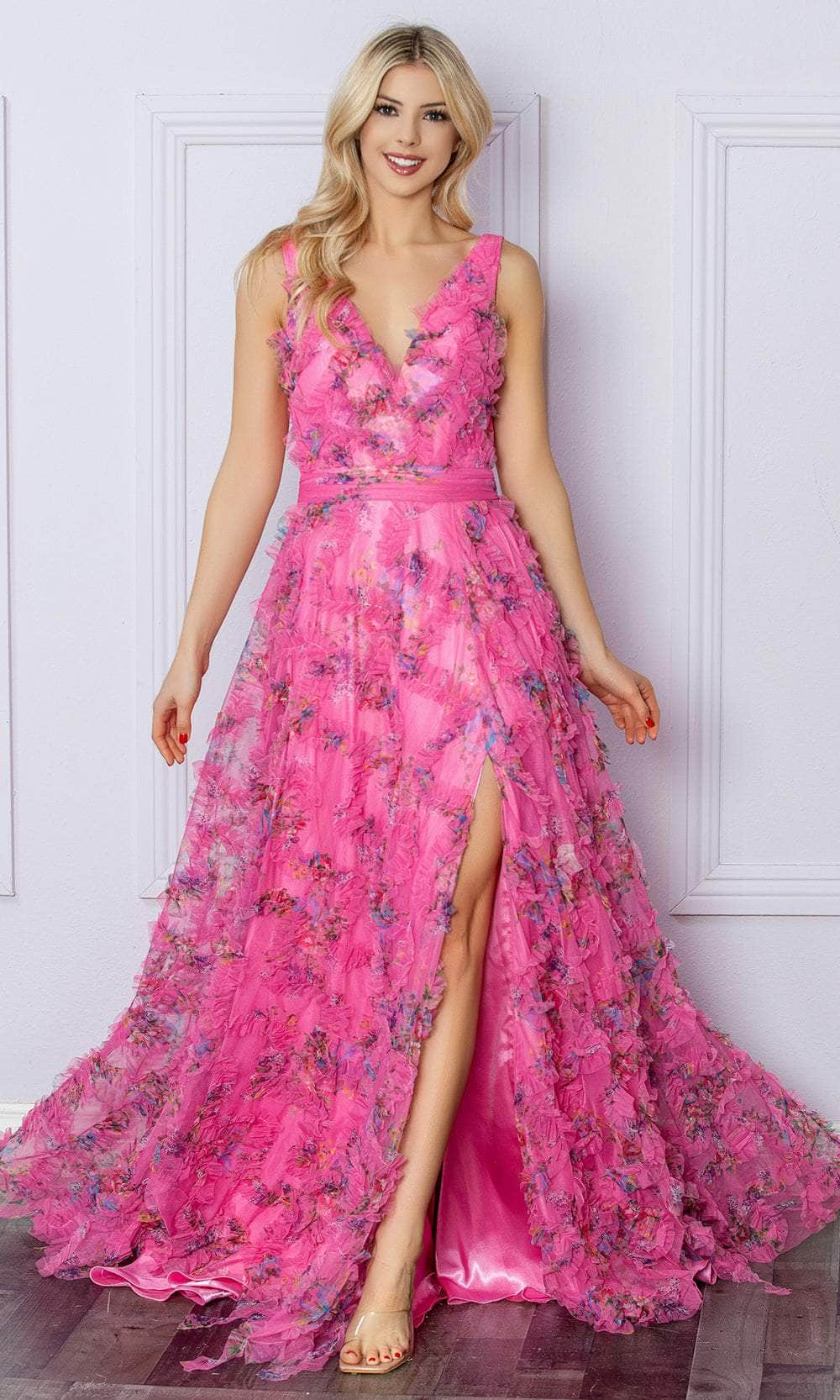 Image of Nox Anabel E1445 - Floral Print Ruffles Prom Dress