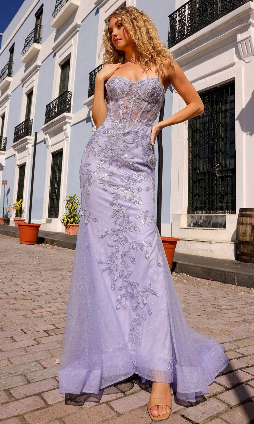 Image of Nox Anabel G1258 - Foliage Embroidery Mermaid Evening Dress