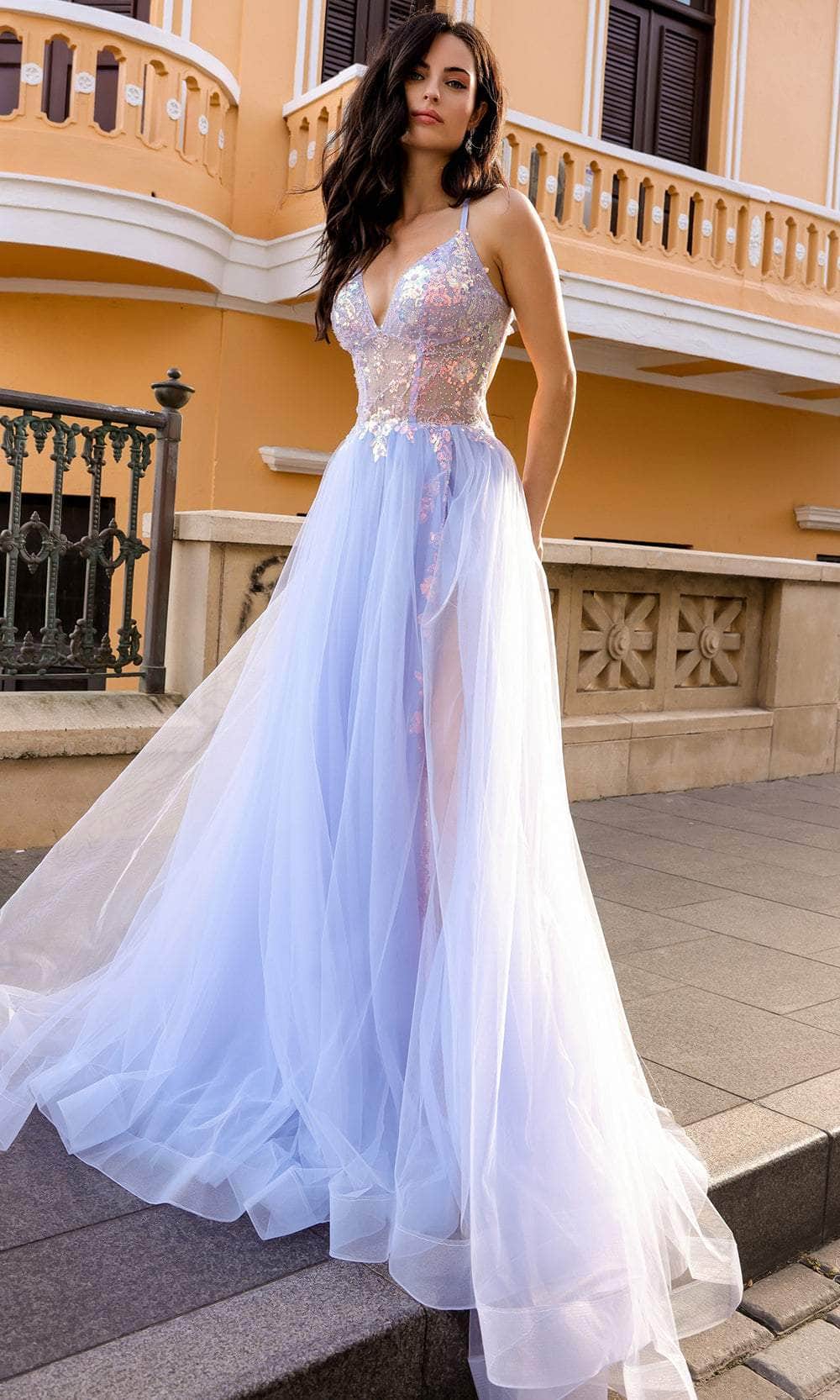 Image of Nox Anabel G1354 - Corset Bodice V-Neck Prom Dress