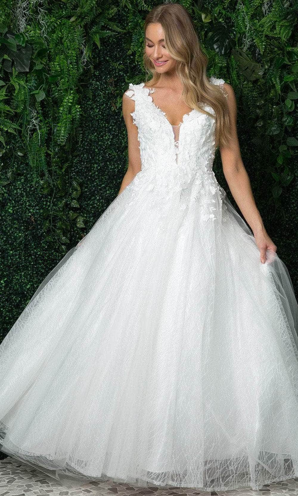 Image of Nox Anabel JR930 - Sleeveless Plunging V-neck Wedding Gown