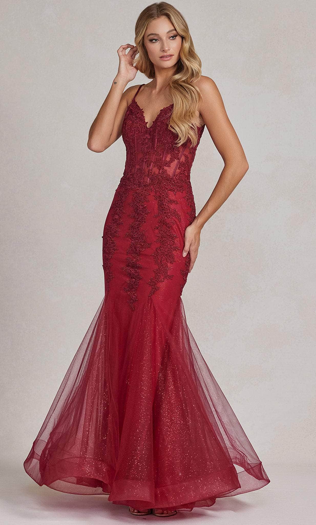 Image of Nox Anabel P1170 - Lace Appliqued Mermaid Prom Dress
