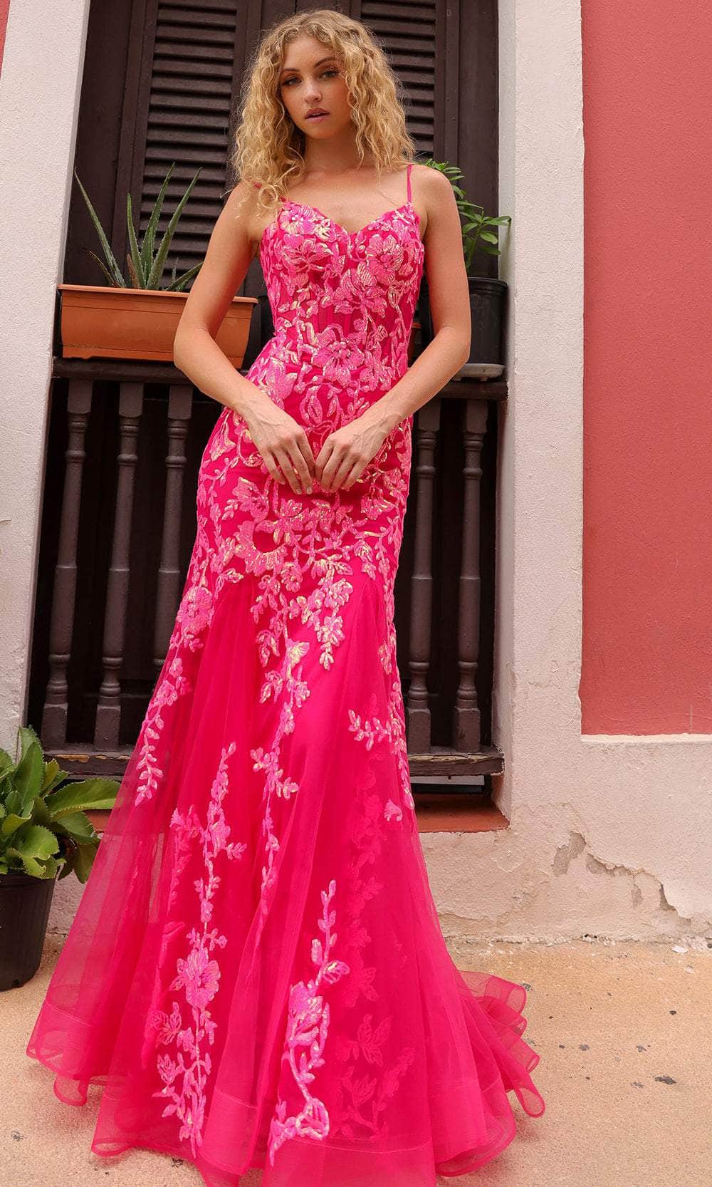 Image of Nox Anabel Q1390 - Sheer Corset Prom Dress
