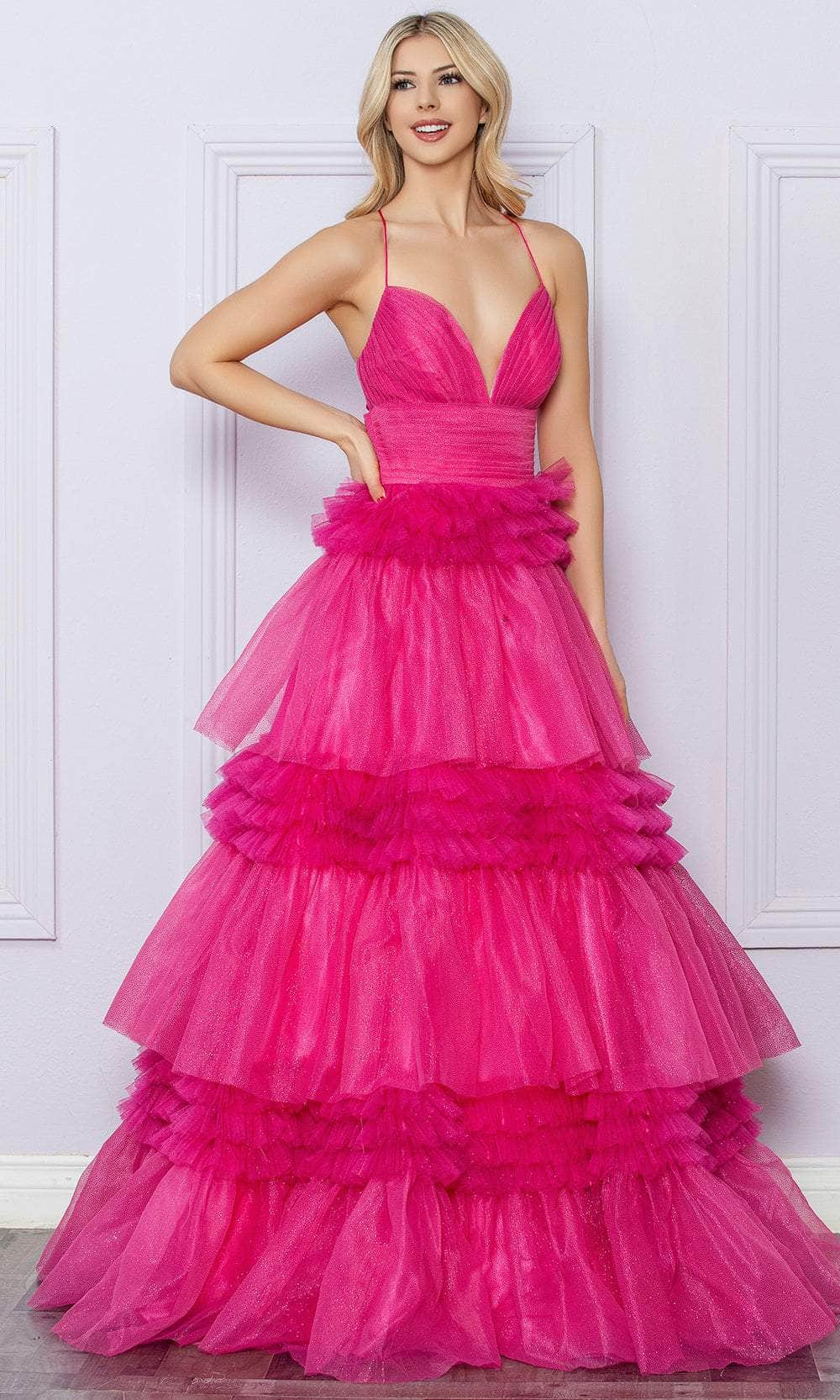 Image of Nox Anabel R1316 - Strappy Back Ruffled Prom Dress