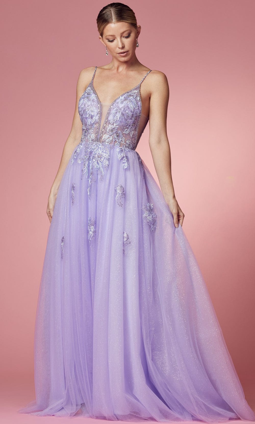 Image of Nox Anabel T1012 - V-Neck Embellished Prom Gown